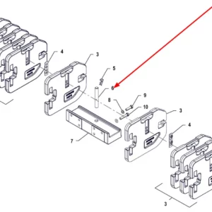 Oryginalny sworzeń mocujący o numerze katalogowym P5S74101121, stosowany w ciągnikach rolniczych marki Arbos schemat.