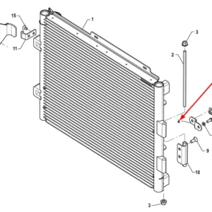 Oryginalna płytka mocująca przewód chłodnicy o numerze katalogowym P5S81201109, stosowana w ciągnikach rolniczych marki Arbos schemat.