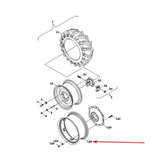 Oryginalna, tylna felga o numerze katalogowym TL02340020005K, stosowana w ciągnikach rolniczych marek Arbos i Lovol.-schemat