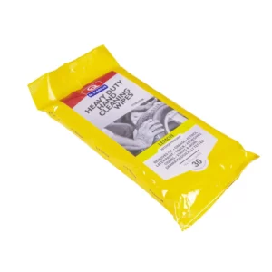 Chusteczki do czyszczenia silnie zabrudzonych rąk o zapachu cytrynowym marki Dr. Marcus. Opakowanie zawiera 30 sztuk chusteczek.