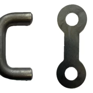 Oryginalna spinka łańcucha do zespawania o wymiarach EP 14 X 49 i numerze katalogowym 812502, stosowana w maszynach rolniczych marki Gregoire Besson.