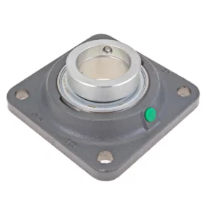 Obudowa żeliwna z łożyskiem o średnicy wewnętrznej 50 mm i numerze katalogowym PCF50