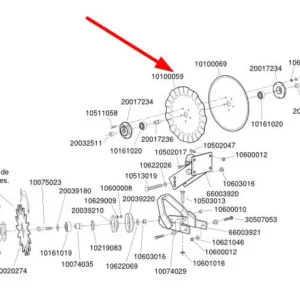 Oryginalny krój talerzowy fi 360 gr. 3 GD o numerze katalogowym 10100059, stosowany w siewnikach marki Monosem schemat.