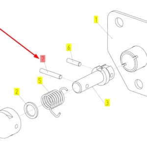 Oryginalny kołek o wymiarach 4 x 26 mm i numerze katalogowym 100449479, stosowany w hederach zbożowych marki Rostselmash. Schemat