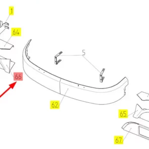 Oryginalna ramka reflektorów przednich prawych o numerze katalogowym 100498329, stosowana w kombajnach zbożowych marki Rostselmash- schemat.