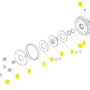 Oryginalne koło pasowe z kołem zębatym o numerze katalogowym 100534924, stosowane w kombajnach zbożowych marki Rostselmash schemat.