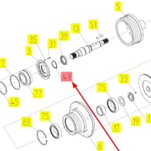 Oryginalny pierścień segera C65 o numerze katalogowym 101131021, stosowana w kombajnach zbożowych marki Rostselmash- schemat.