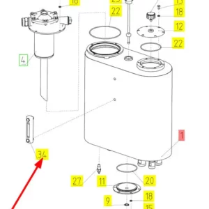 Oryginalny miernik poziomu oleju hydraulicznego o numerze katalogowym 101232882, stosowany w kombajnach zbożowych marki Rostselmash schemat.