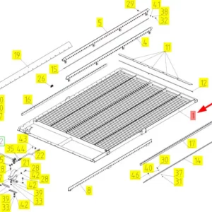 Sito dolne o wymiarach 1170 x 1818 mm i numerze katalogowym 101500167, stosowane w kombajnach zbożowych marki Rostselmash- schemat.