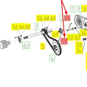 Oryginalna śruba o wymiarze M10 x 200 i numerze katalogowym 101705417, stosowana w hederach zbożowych marki Rostselmash. Schemat