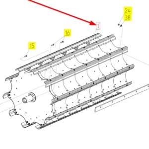 Oryginalny bęben młócący kompletny o numerze katalogowym 101888351, stosowany w kombajnach zbożowych marki Rostselmash schemat.
