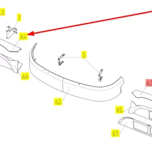 Oryginalna osłona świateł prawych przednich o numerze katalogowym 102402940, stosowana w kombajnach zbożowych marki Rostselmash schemat.