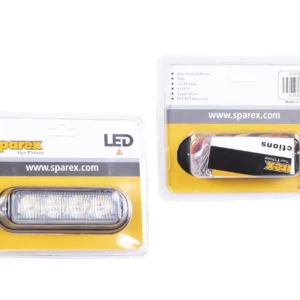 Pomarańczowa lampa błyskowa marki Sparex o numerze katalogowym 113207. Lampa zasilana jest trzema diodami LED o mocy 3W każda i mocy świecenia 400 lumenów.